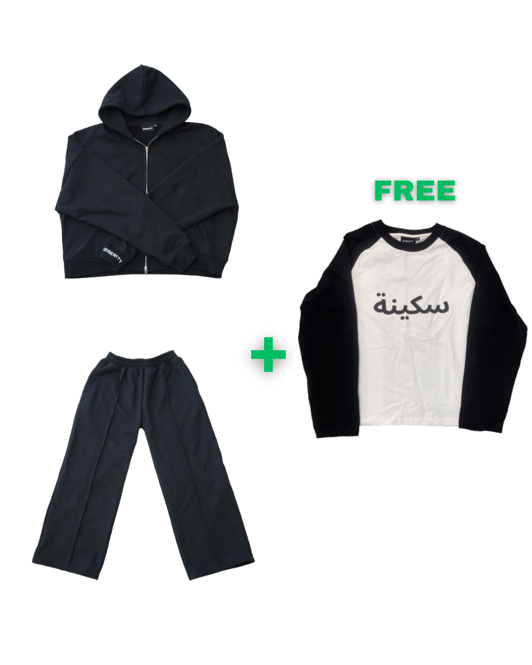 Black Serenity Tracksuit + Black Arabic Longsleeve Serenity Toronto