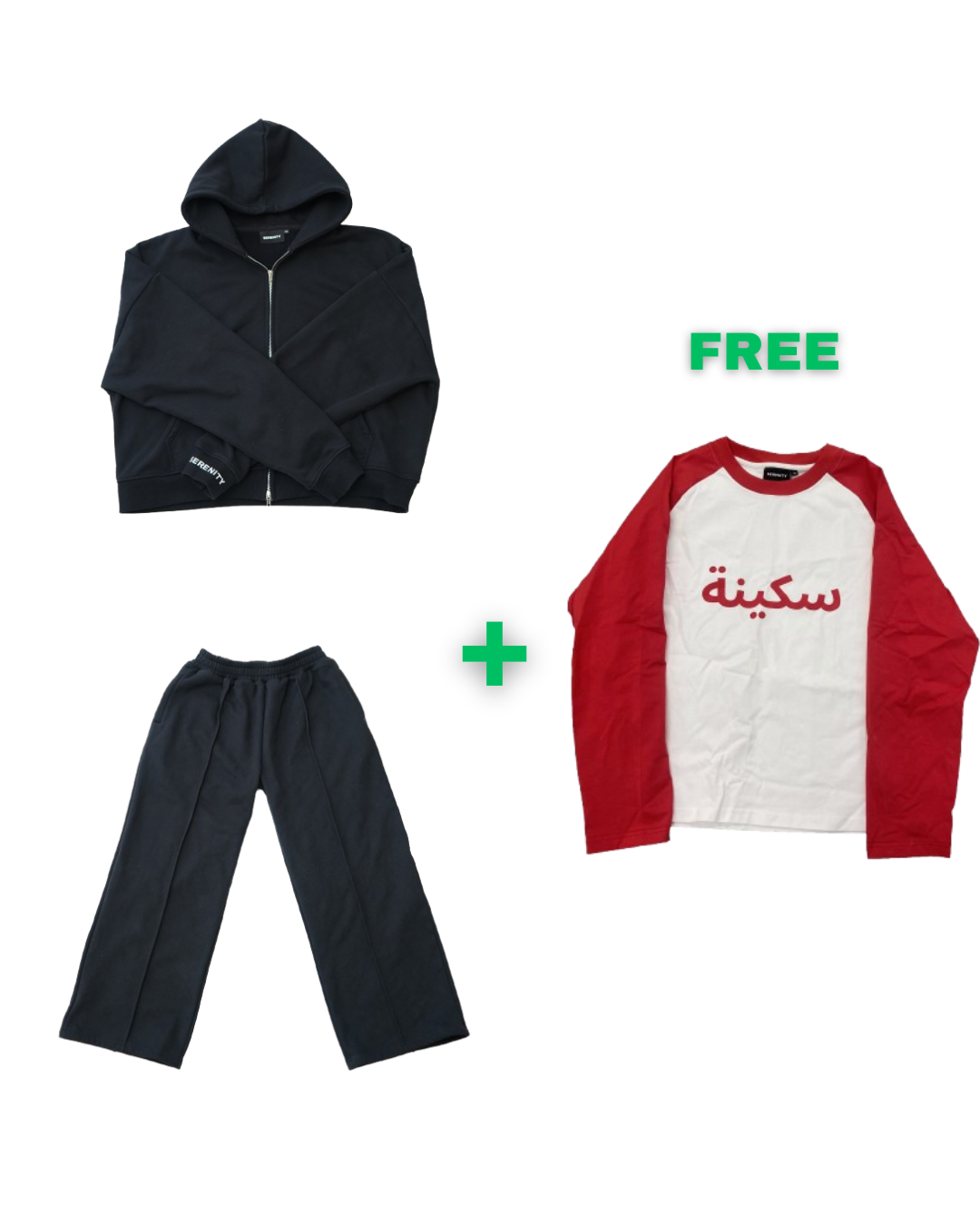 Black Serenity Tracksuit + Red Arabic Longsleeve Serenity Toronto